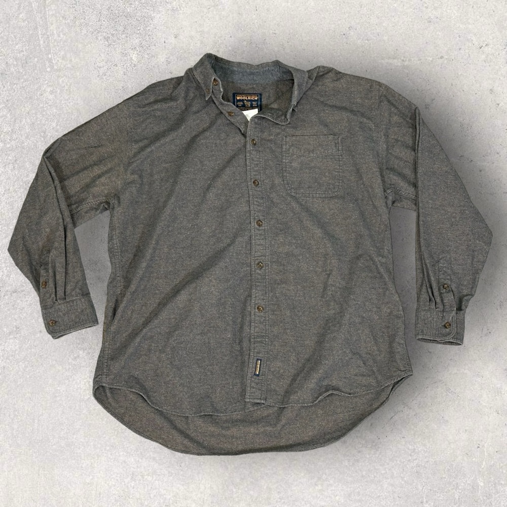 Vintage John Rich and Bros. Woolrich Gray Flannel Long Sleeve Cotton Shirt 2XL
